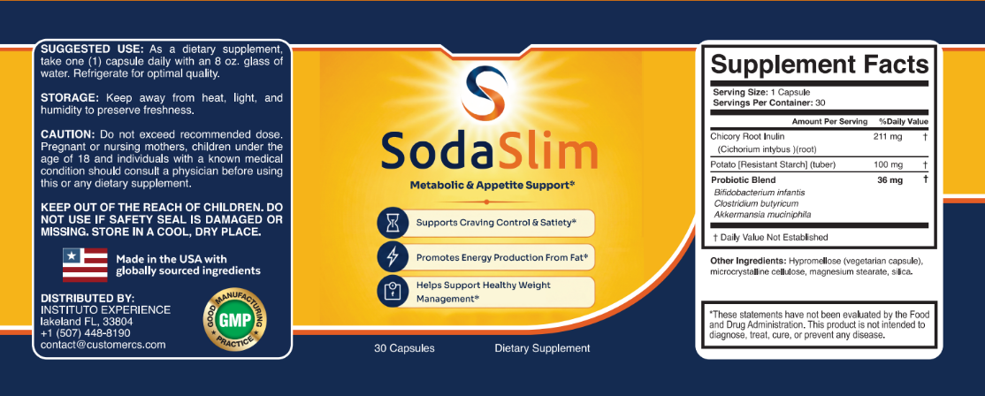Complete Soda Slim product label and Supplement Facts